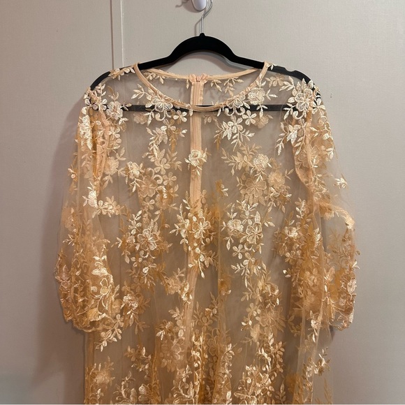 Peachy Lace Sheer Floral Long Sleeve High Low Top Size XL - Picture 2 of 7